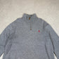 Ralph Lauren 1/4 Zip Large Grey Colourway Embroidered Logo Relaxed Fit