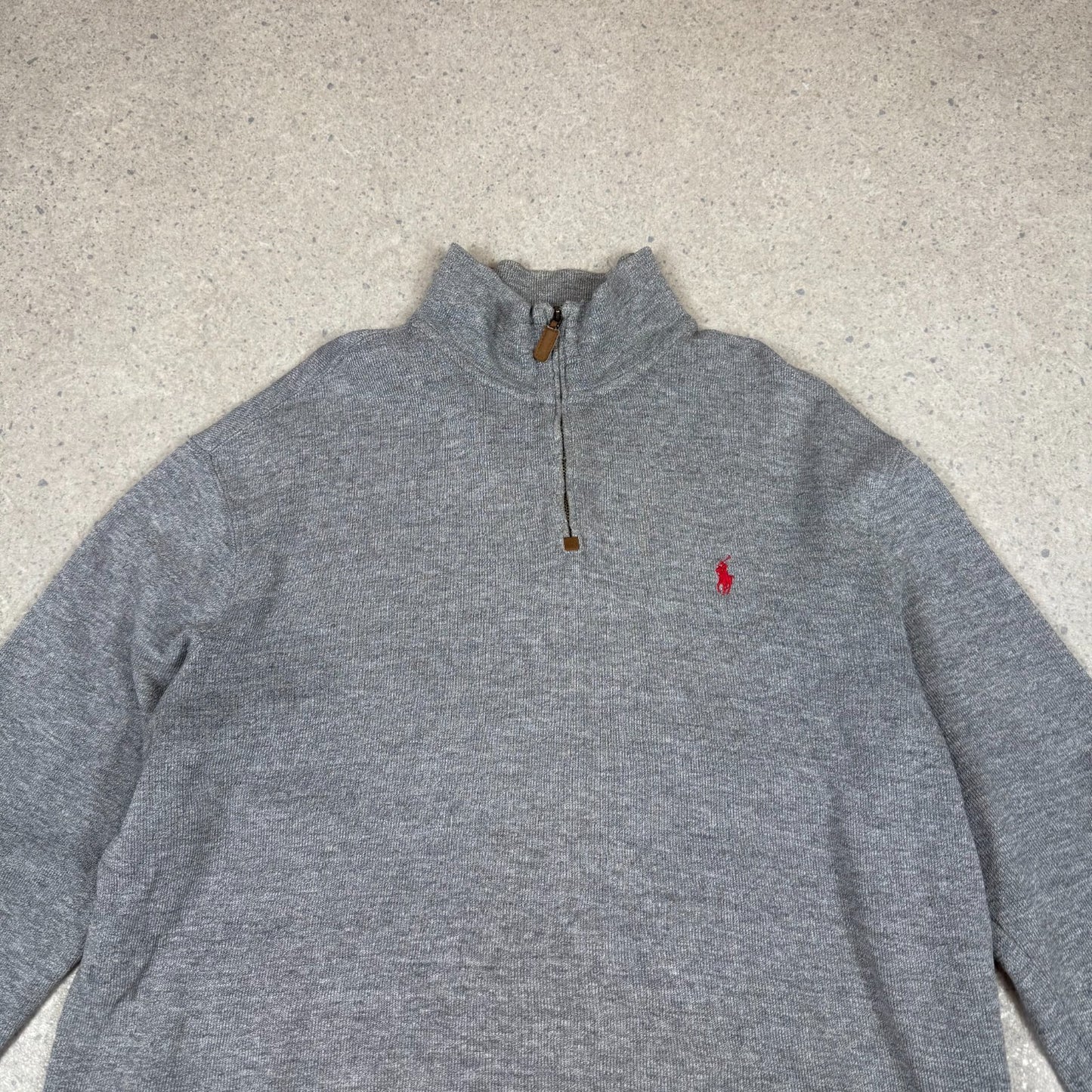 Ralph Lauren 1/4 Zip Large Grey Colourway Embroidered Logo Relaxed Fit
