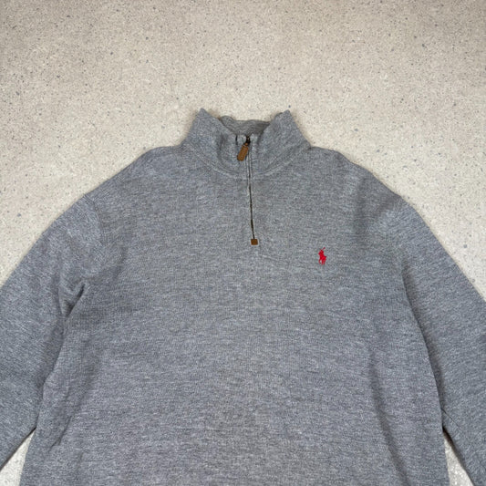 Ralph Lauren 1/4 Zip Large Grey Colourway Embroidered Logo Relaxed Fit