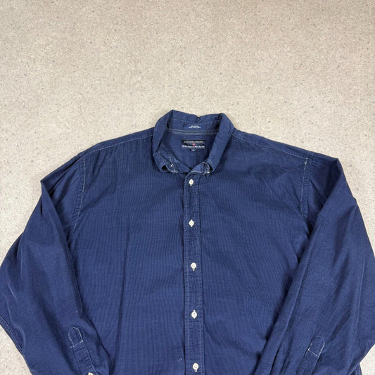 Hathaway Sport Cord Shirt  XL Navy Cotton Long Sleeve