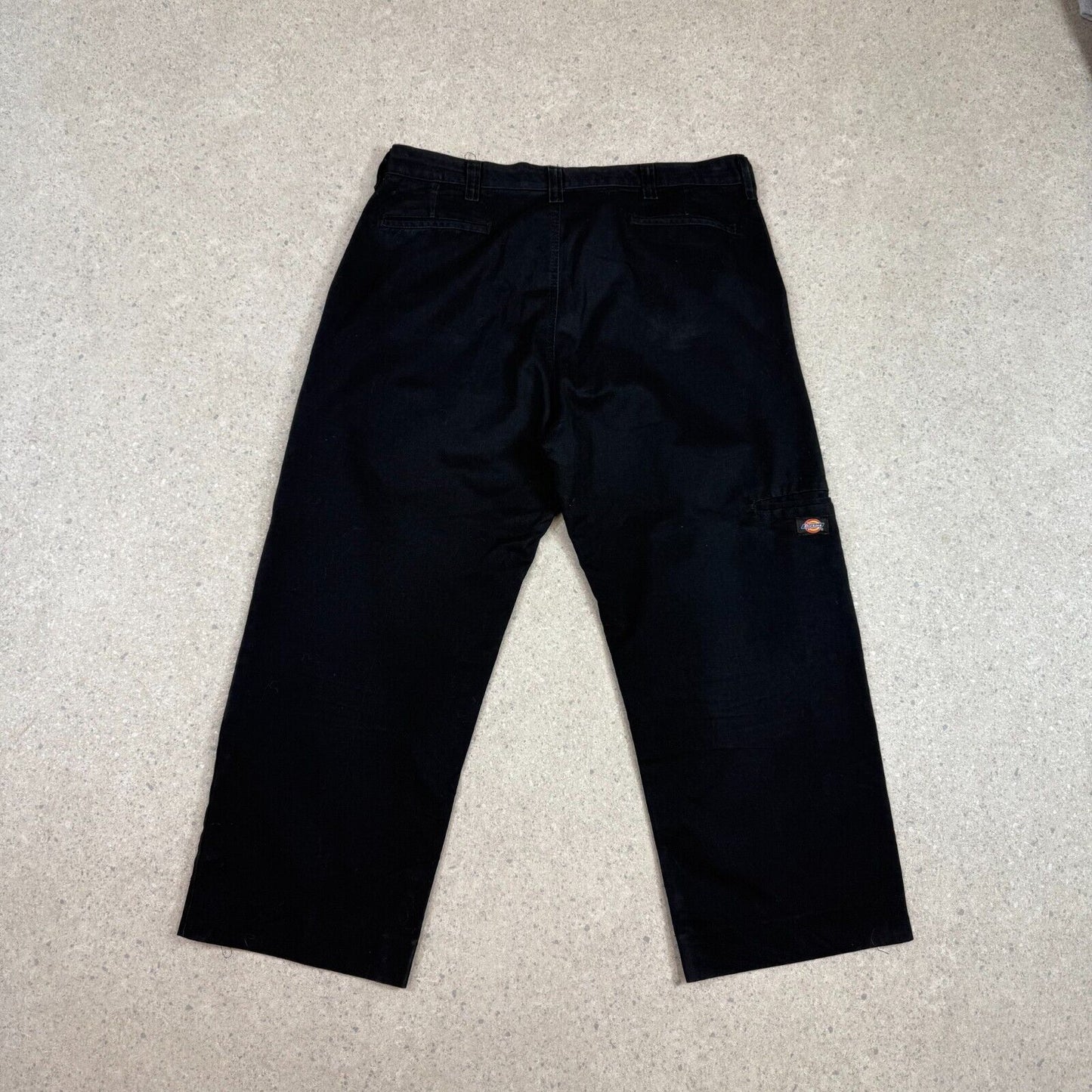 Dickies Skate Pants 38x28 Black Double Knees Wide Leg Trousers