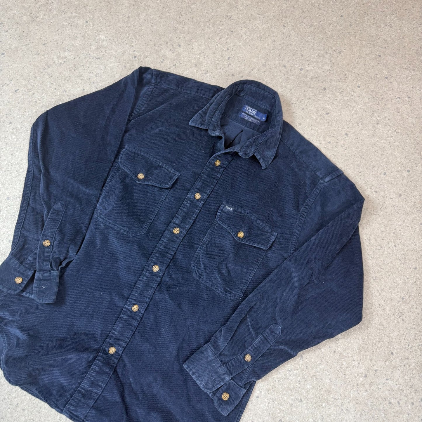 Ralph Lauren Cordery Shirt Medium Navy Colourway 90s