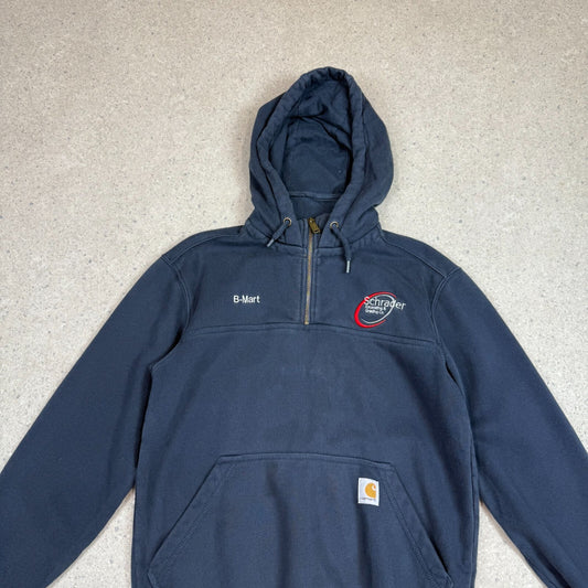 Carhartt 1/4 Zip Hoodie Small Navy Loose Fit Rain Defender