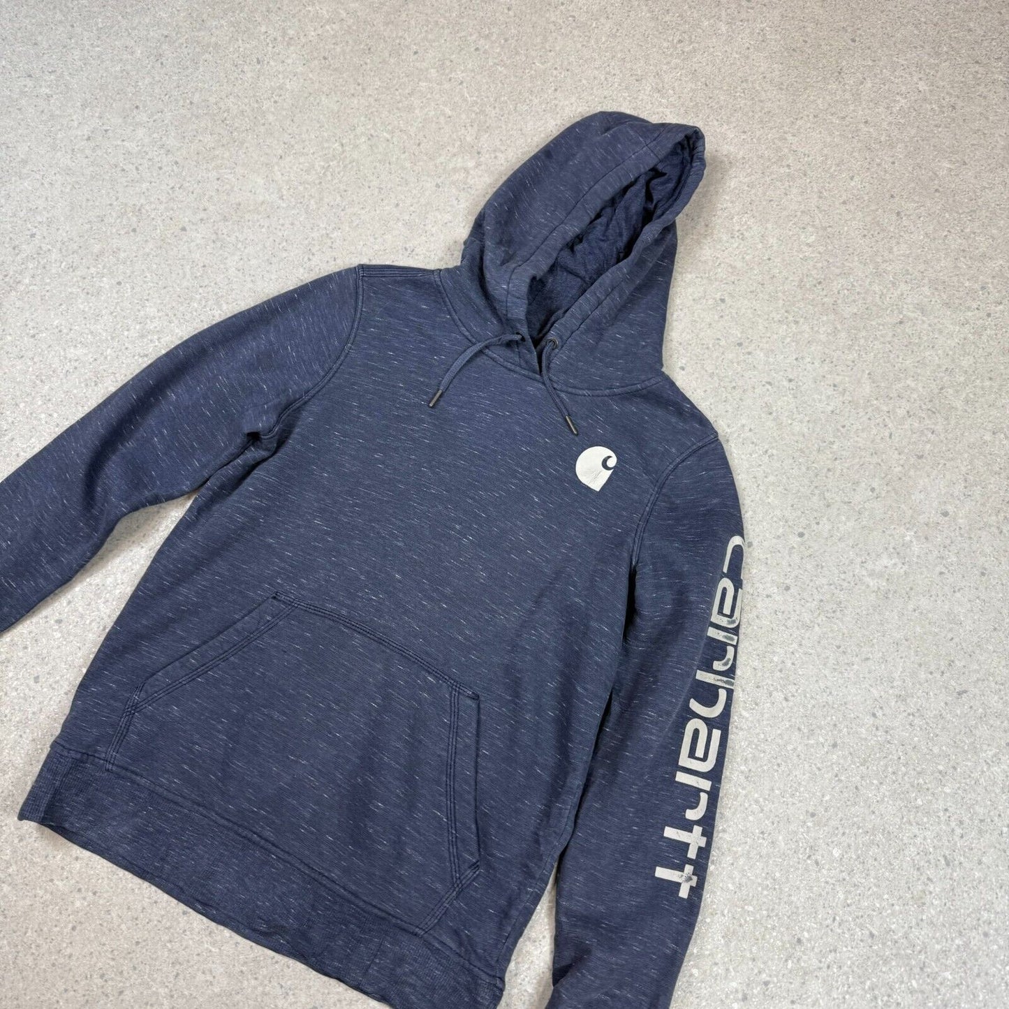 Carhartt Hoodie Small Spellout Navy Grey