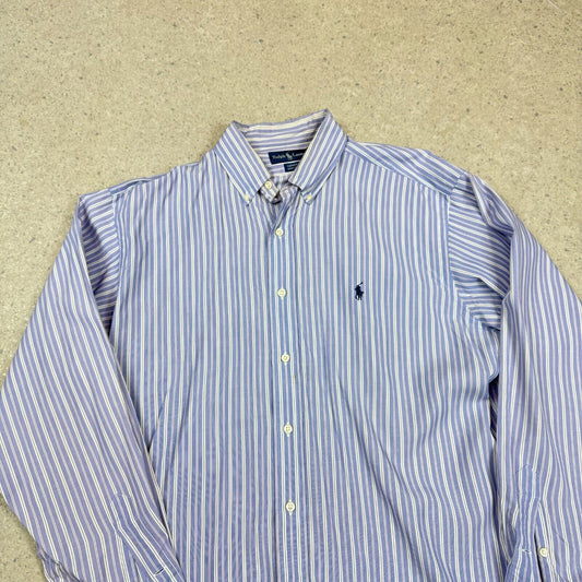 Ralph Lauren Striped Shirt Large Blue