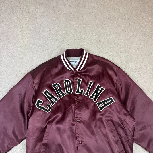 Carolina Swingster Bomber Jacket XL Burgundy Made in USA 90s Retro Satin