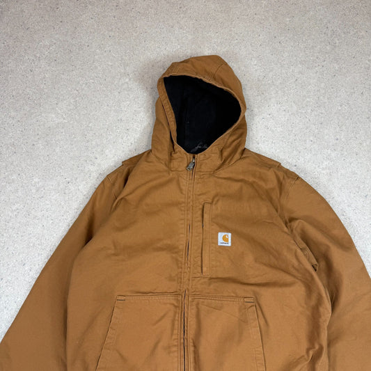 .Carhartt Active Jacket Large Tan Colourway Loose Fit Fleece Lined Hooded