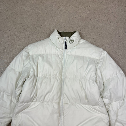 Nike Puffer Jacket Small Cream Y2K Silver Tag
