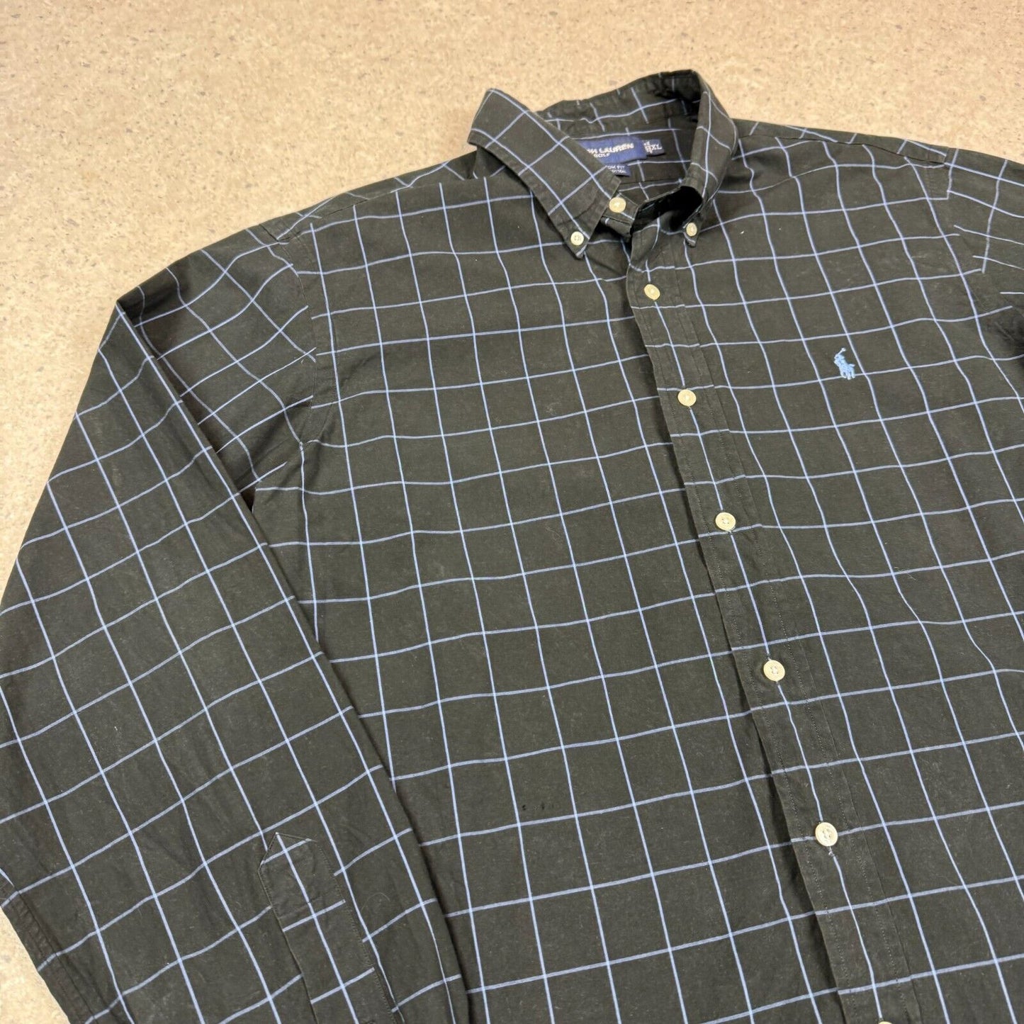 Ralph Lauren Golf Check Shirt XL Black Blue