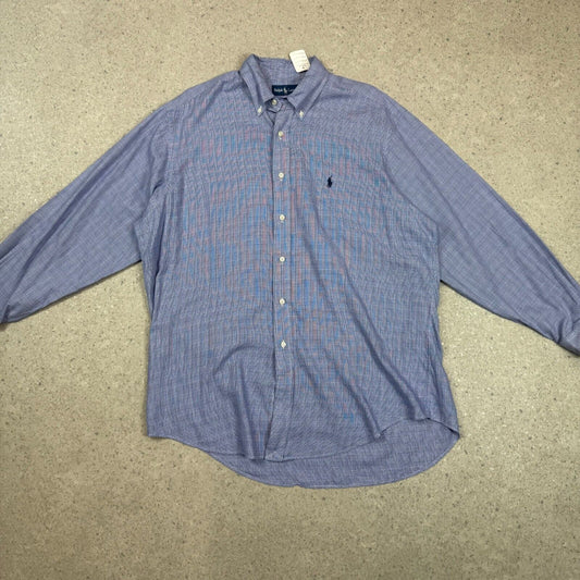 Ralph Lauren Plaid Shirt Blue XL 16.5” Neck