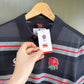 England Rugby Canterburry Polo Shirt Small Grey Black Striped Embroidered Logos