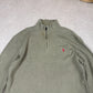 Ralph Lauren 1/4 Zip Large Green Colourway Embroidered Logo Cotton