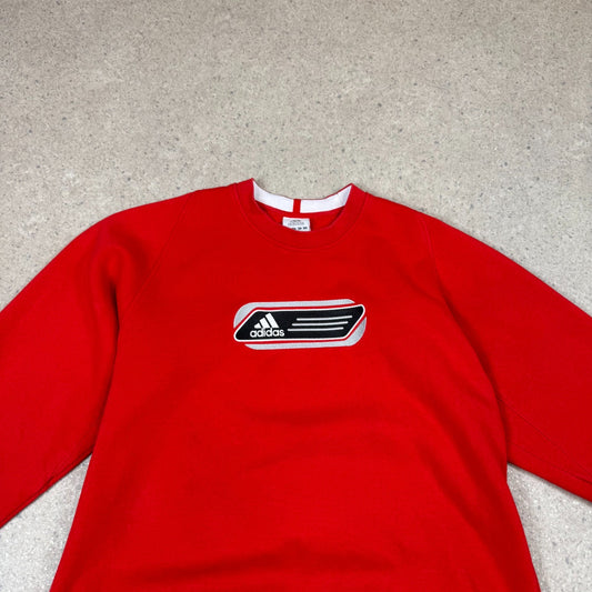 Adidas Sweatshirt Large Red Colourway Big Embroidered Logo Y2K