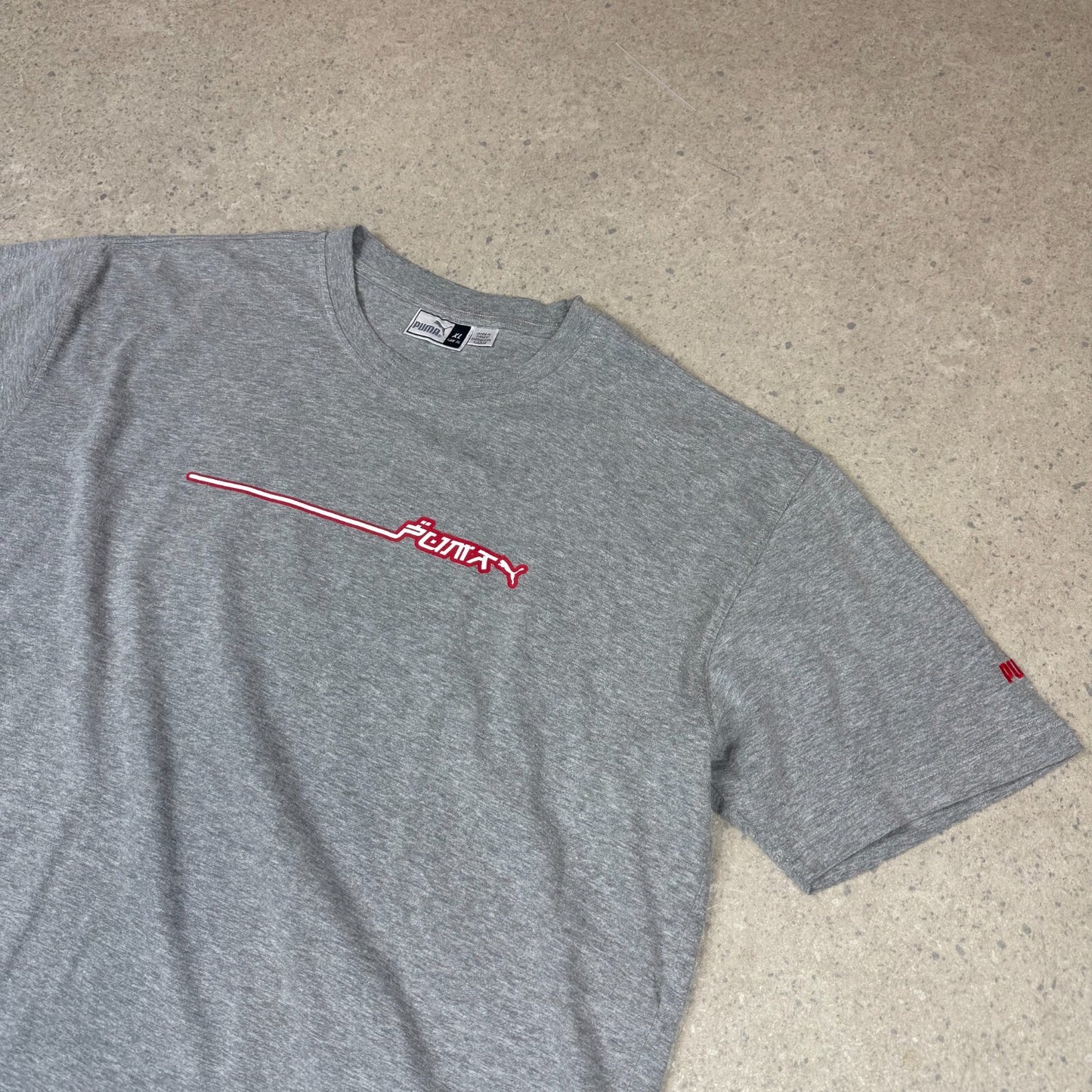 Puma T Shirt XL Grey Embroidered Logo Y2K Oversized Fit Short Sleeve