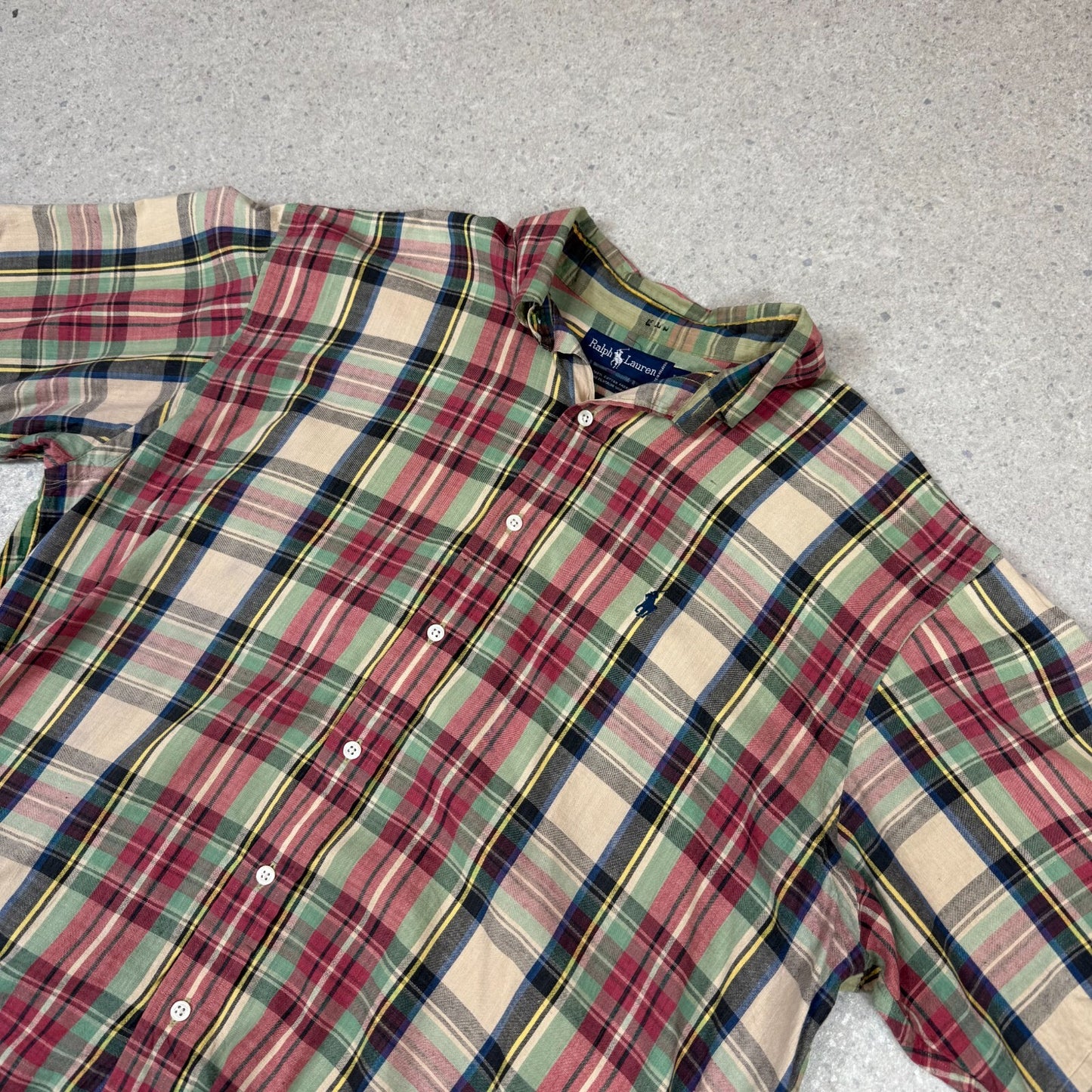 Ralph Lauren Short Sleeve Shirt Large Check Embroidered Logo Short Sleeve