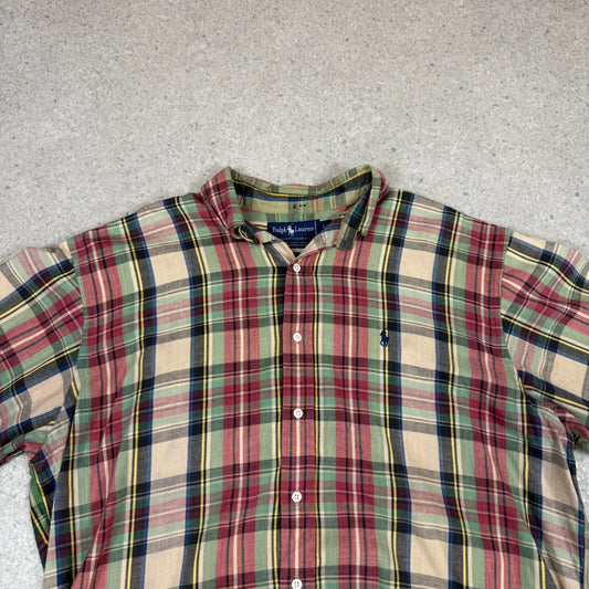 Ralph Lauren Short Sleeve Shirt Large Check Embroidered Logo Short Sleeve