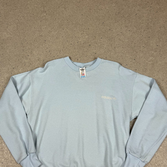 90s Adidas Sweatshirt Small Baby Blue Embroidered logo