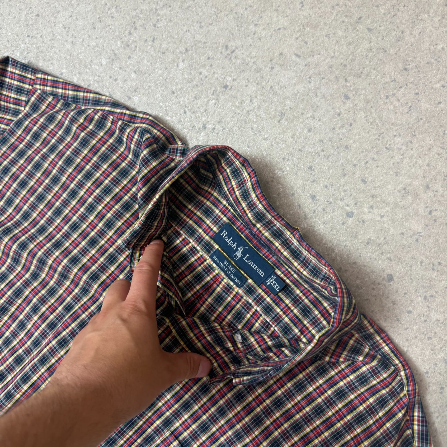 Ralph Lauren Check Shirt 2XL Blake Fit Embroidered Logo Red Navy