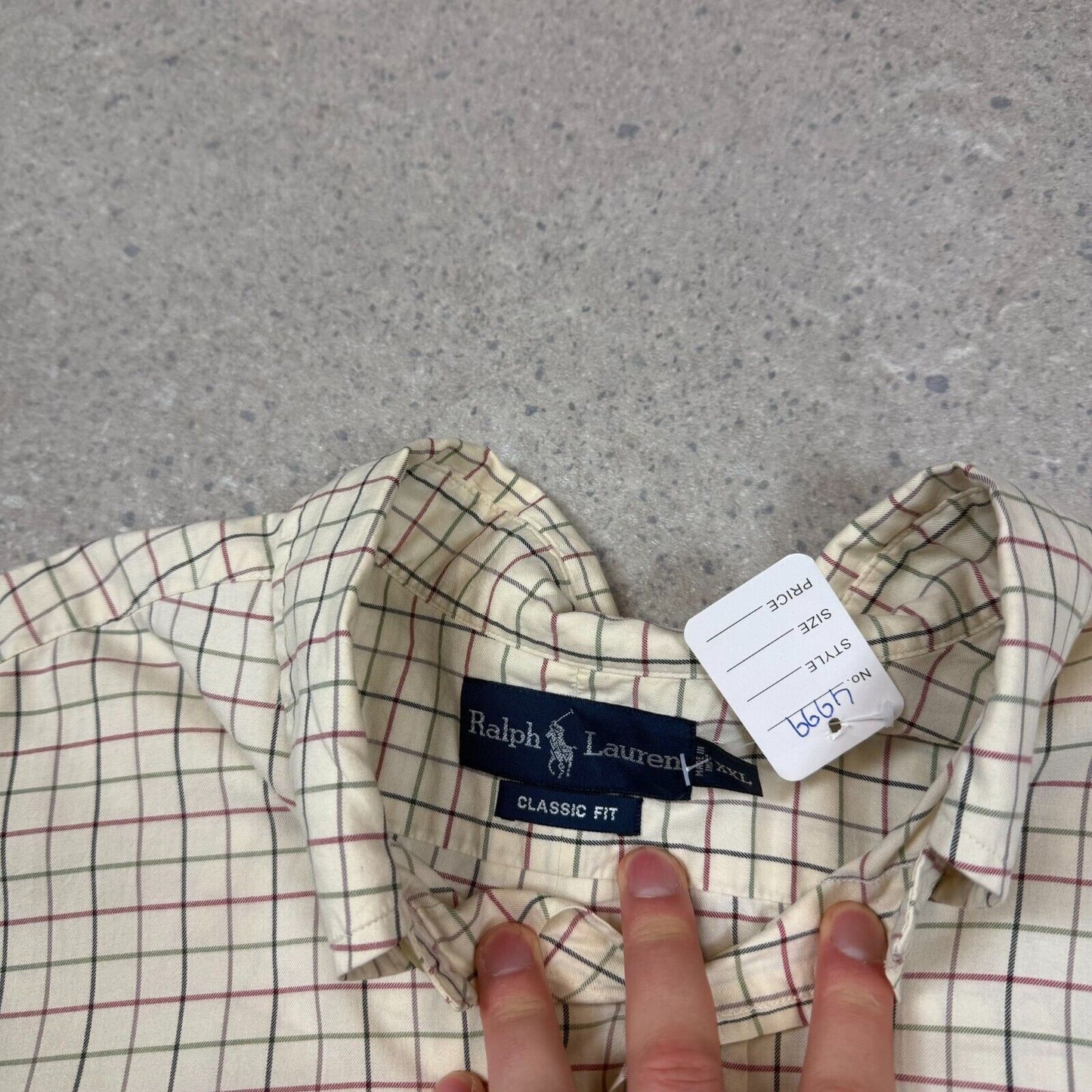 Ralph Lauren Check Shirt 2XL Classic Fit Cream