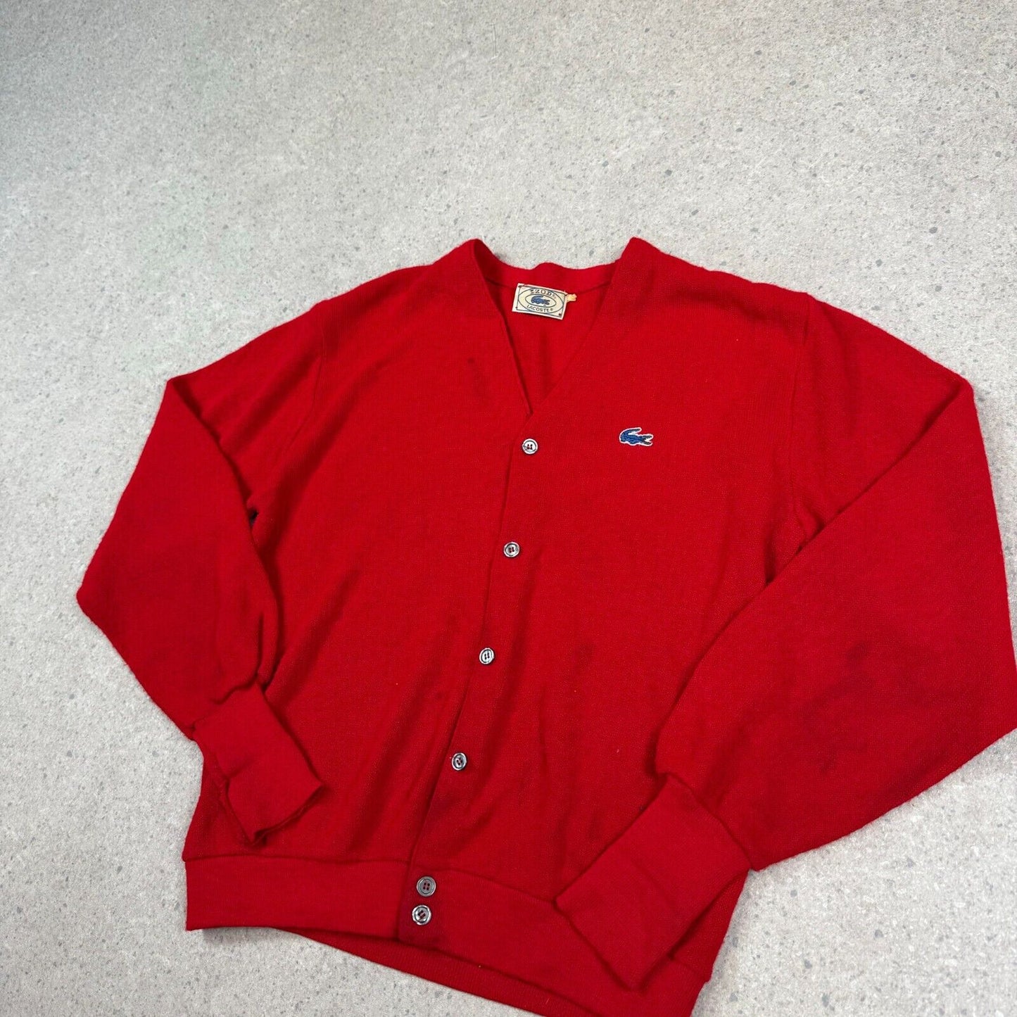 Lacoste Izod Cardigan Medium Red Colourway  V Neck Embroidered Logo