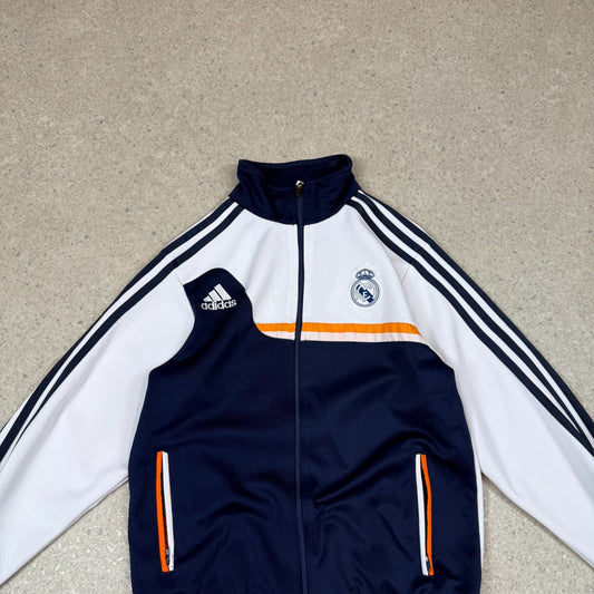 Real Madrid Track Top  Embroidered Logos All Over White / Navy Colourway Y2K