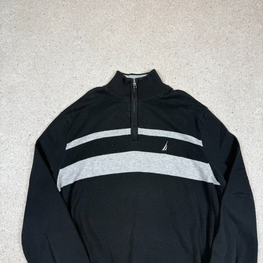 Nautica 1/4 Zip Jumper Large Black White