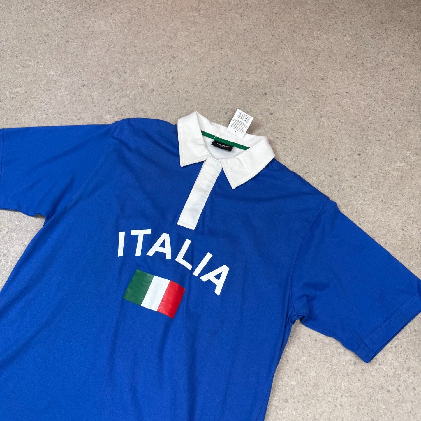 Italy Polo Shirt Large Spellout Logo 90s Italia Short Sleeve