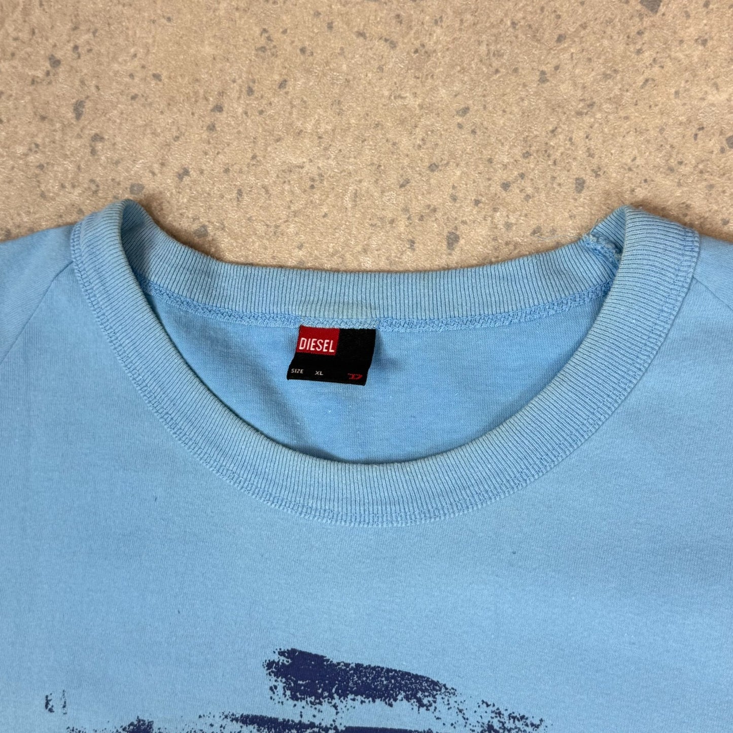 Diesel T Shirt L / XL Baby Blue Coloured Cool Graffiti Logo