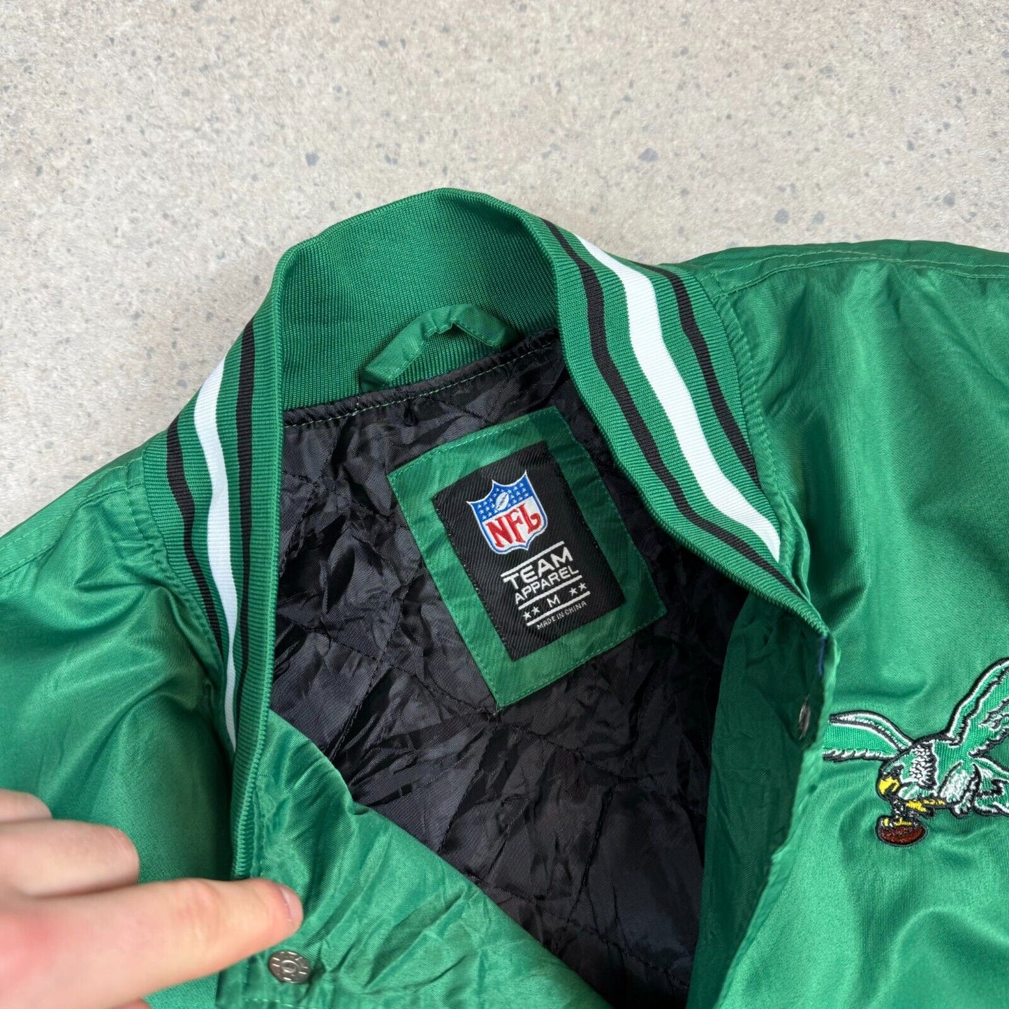 Philadelphia Eagles Bomber Jacket Medium Embroidered Lined Quilted Rare