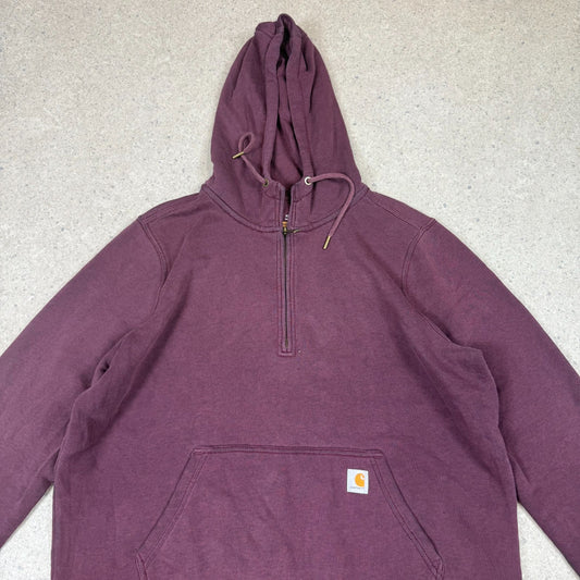 Carhartt 1/4 Zip Hoodie XL Women’s Burgundy Colourway Embroidered Logo Hooded