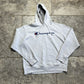 Champion Hoodie Pull Over Spellout Sports Sweatshirt, White, Mens Large