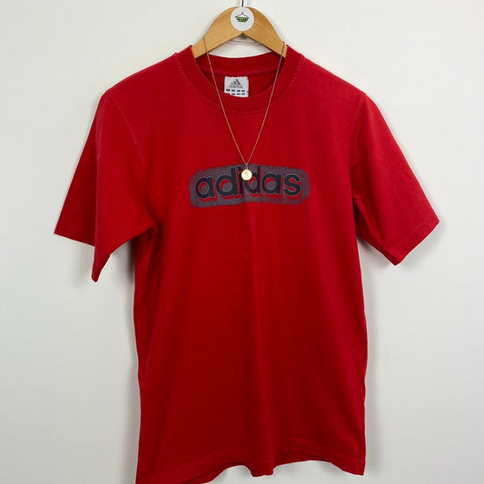 Adidas red spell out tshirt small