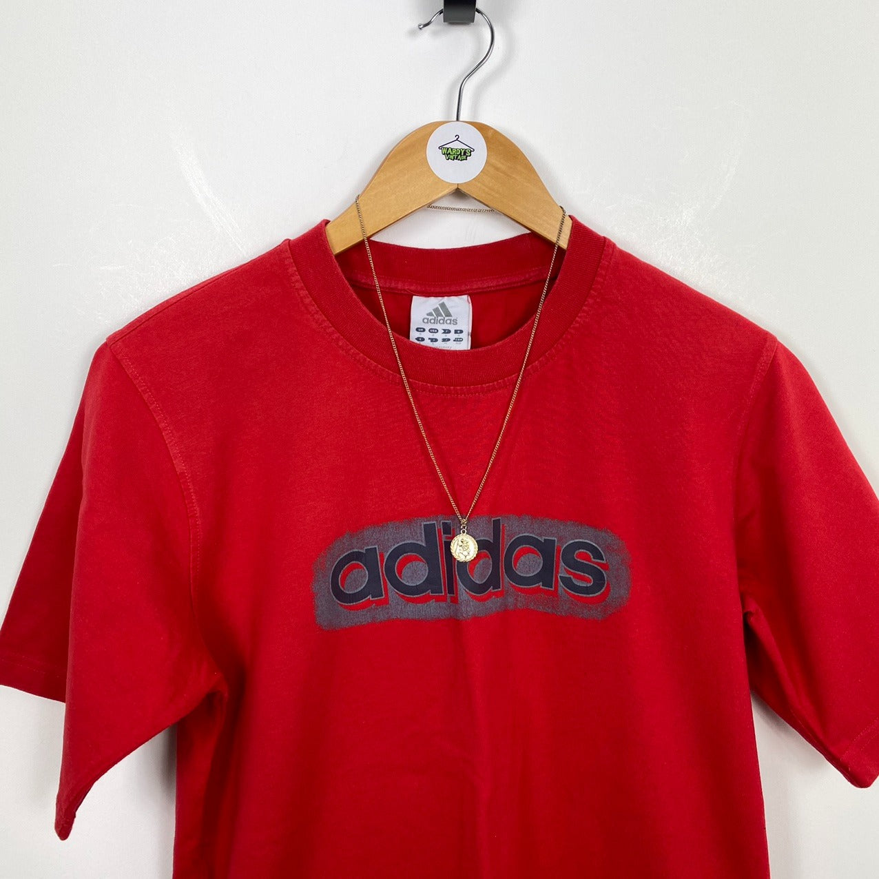 Adidas red spell out tshirt small