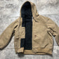 Carhartt Active Hooded Jacket, Vintage Workwear, Tan, Mens XXL 2XL