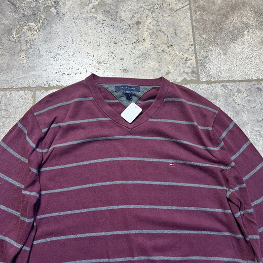 Tommy Hilfiger V Neck, Burgendy, Men’s, Large