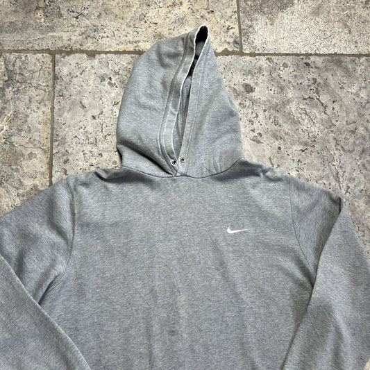 Nike Hoodie Small Swoosh Vintage Heavyweight Sweatshirt, Grey Mens XL