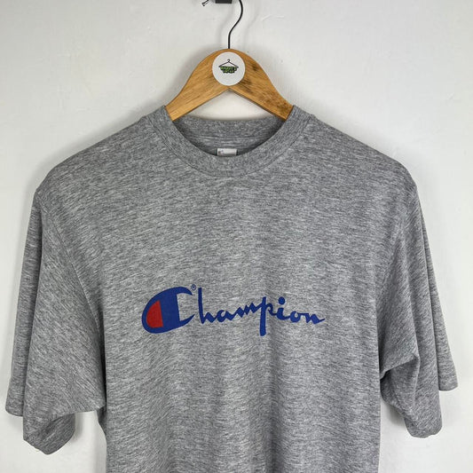 Champion grey spellout t shirt large