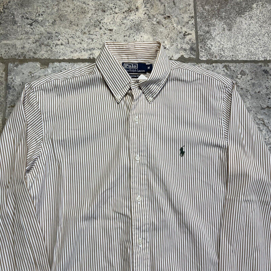 Ralph Lauren Shirt , Brown Striped, Mens, Medium