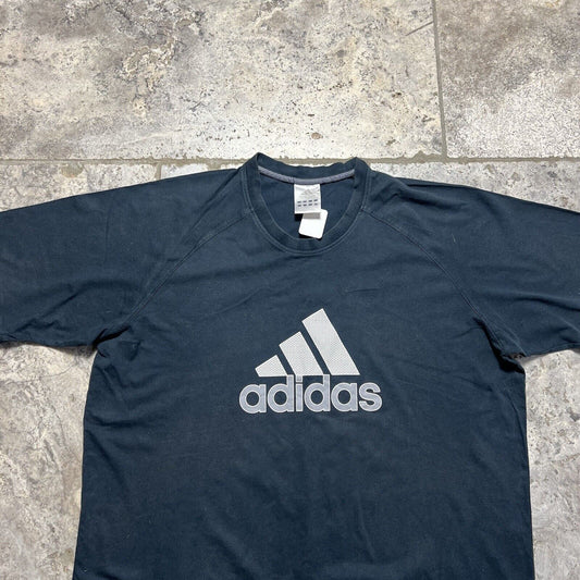Adidas T Shirt Spellout, Black, Y2K, 2XL