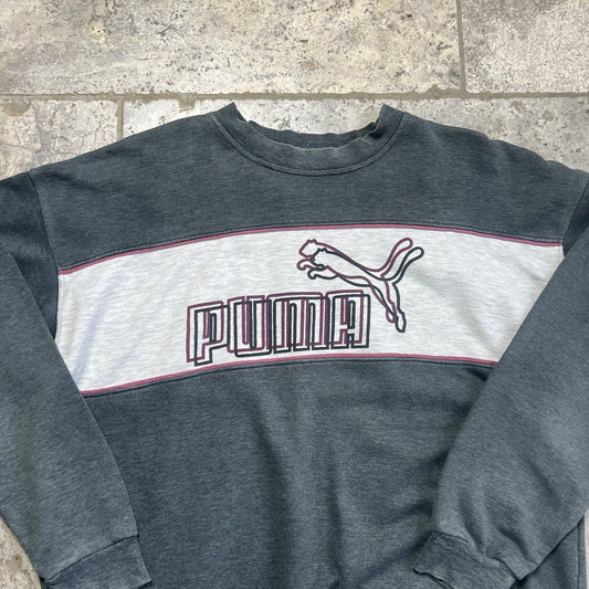 Vintage Puma Spell Out Large Logo Sweatshirt | Men's Large
